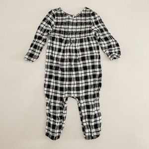 Old Navy Smocked Plaid Flannel One-Piece - 18 Months